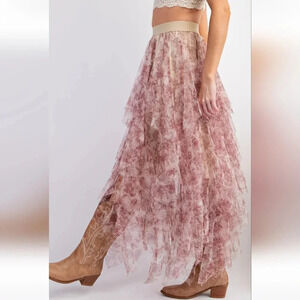 Easel Floral Mesh Ballerina Skirt New